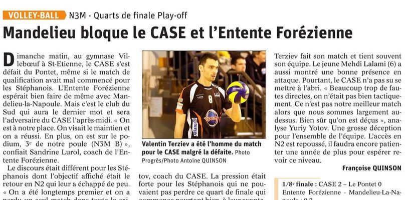 Articles Le Progrès des 12 et 13 mai, pages sports : barrages de montée en N2M