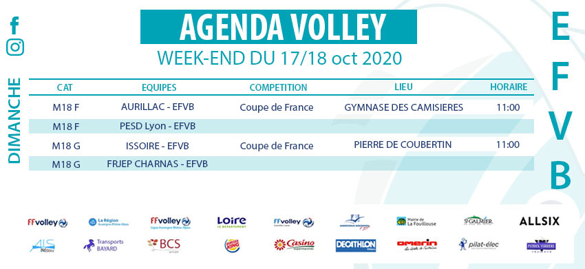 Agenda Week-end du 17 et 18 octobre 2020